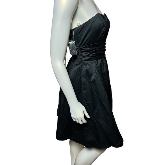 David's Bridal Size 2 Black Strapless Cocktail Dress NWT Pleated Cotton Formal - Picture 5 of 7